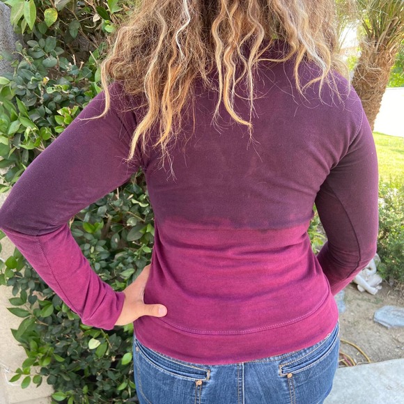 ReDyed Lace Up Sweatshirt Wine Red to Magenta Ombre - Picture 3 of 4